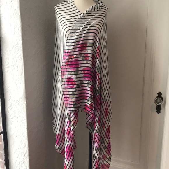 Floral and Stripe Wrap/Scarf - Picture 2 of 7